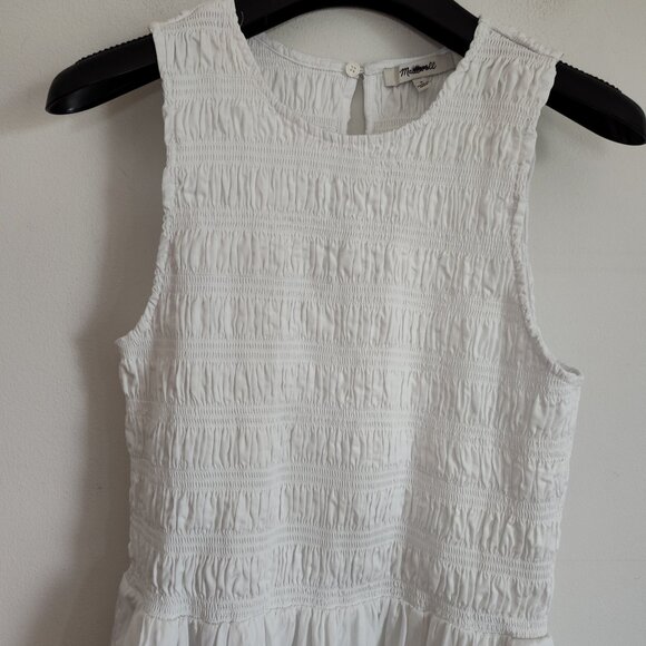 Ladies SZ S Madewell White Bubble Hem Midi Dress - Picture 2 of 4